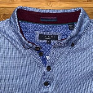 Ted Baker Blue Casual Polo Shirt with Textured Pattern